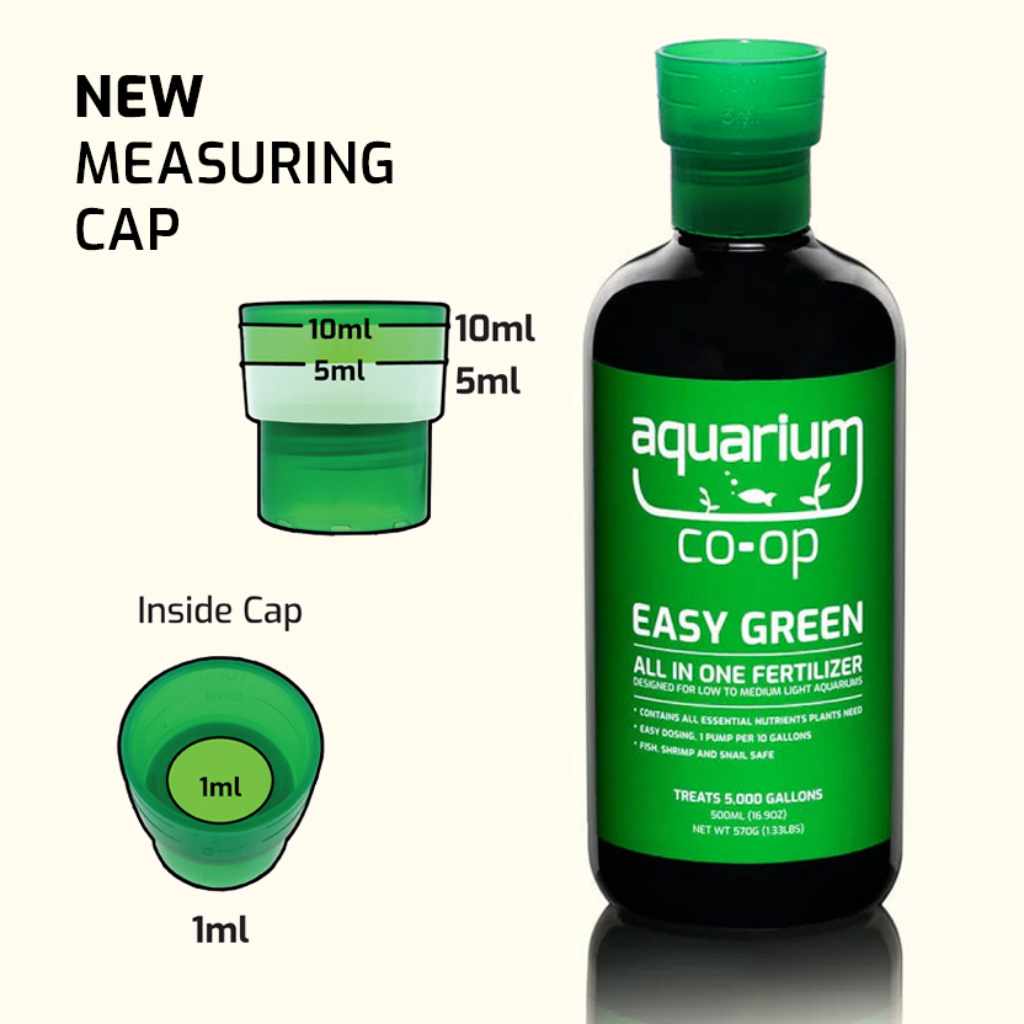 Fertilizante líquido todo-en-uno para plantas Aquarium Co-Op Easy Green con frasco dosificador