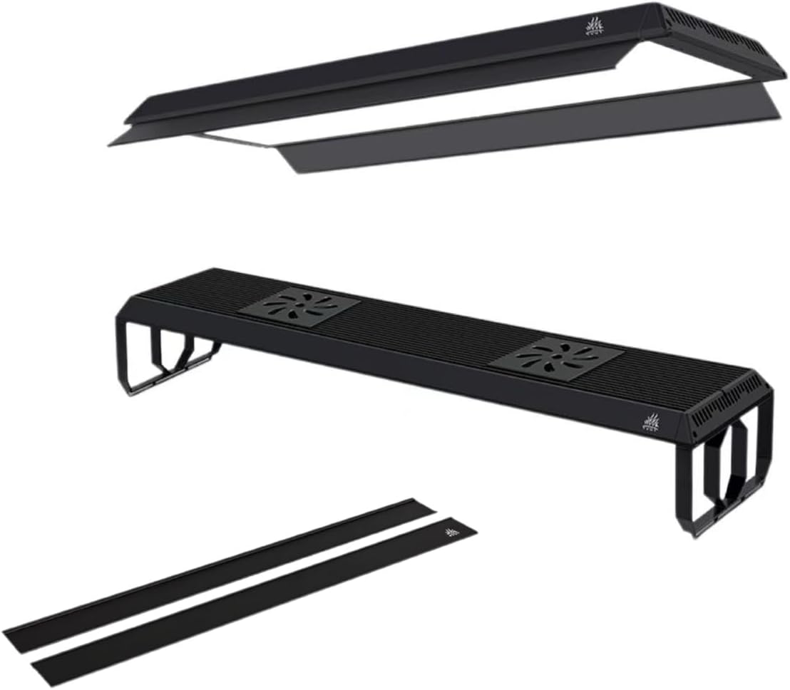 Panel LED de espectro completo RGB+UV Week Aqua P900 Pro sobre un aquascape plantado